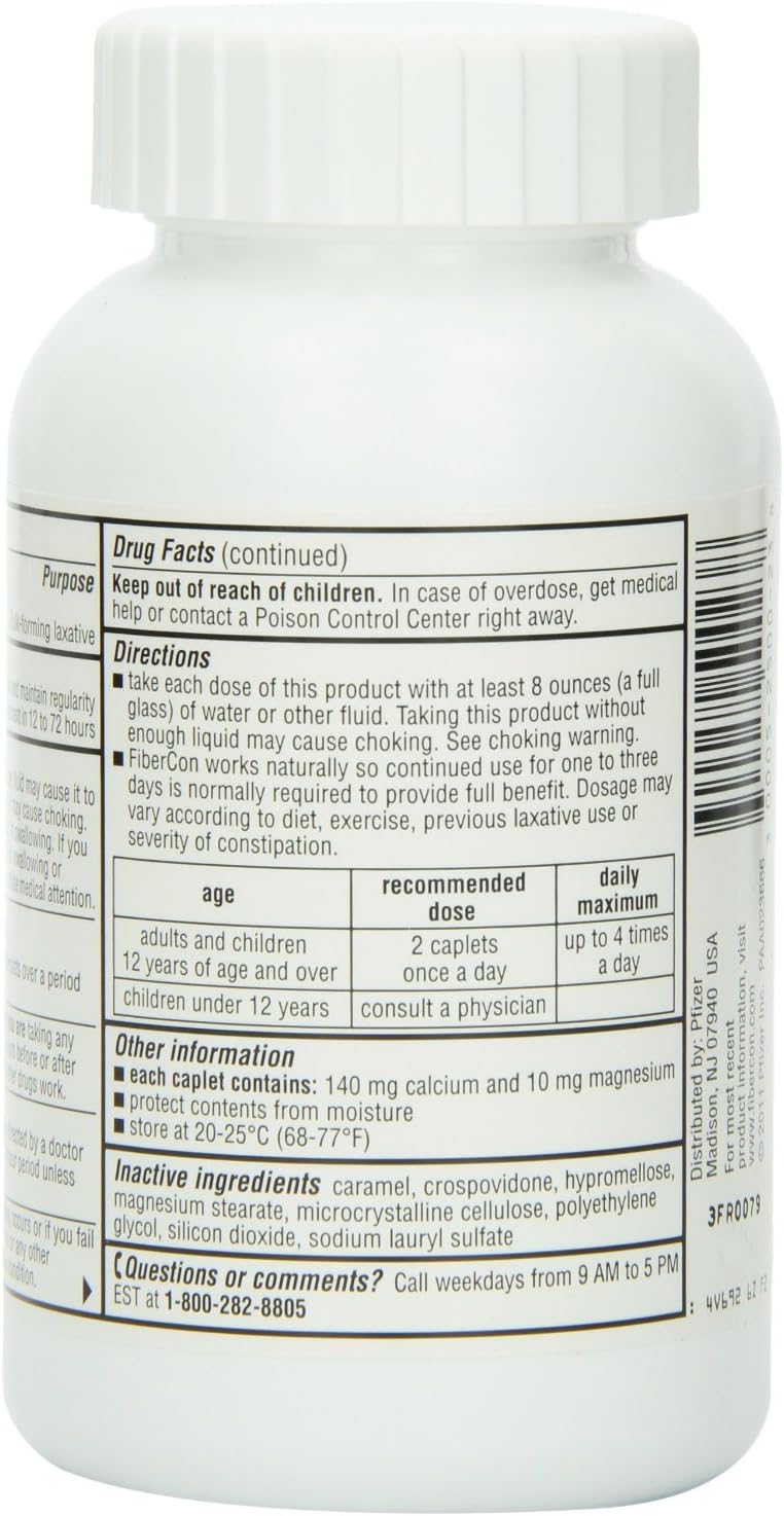 3 Packs of FiberCon Fiber Therapy Caplets for Regularity - Total of 140 Caplets