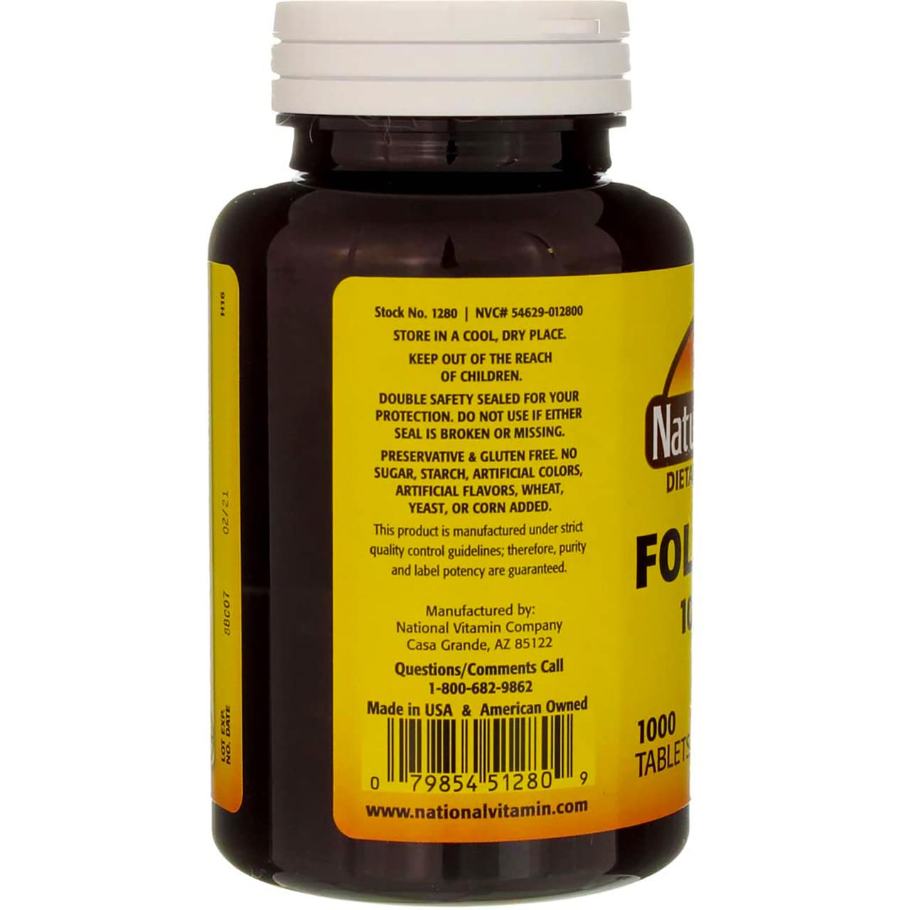 3 Packs of Nature's Blend Folic Acid 1000 mcg - 3000 Tablets