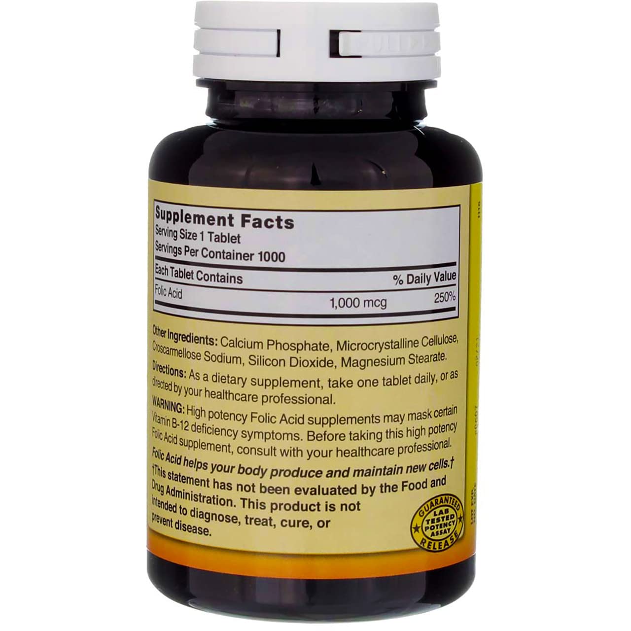 3 Packs of Nature's Blend Folic Acid 1000 mcg - 3000 Tablets