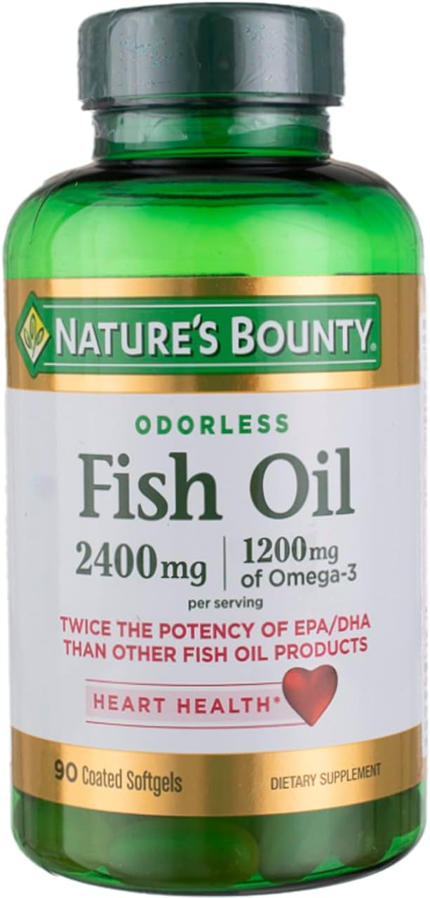 3 Packs of Nature's Bounty Fish Oil 2400 mg Double Strength Odorless Softgels - 90 Count