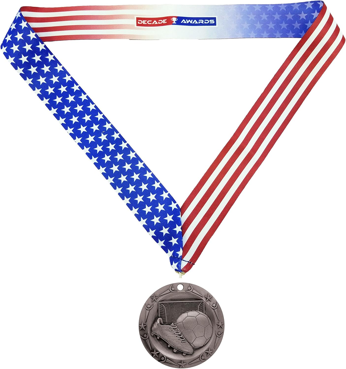 3" Soccer World Class Medal with American Flag Ribbon - Decade Awards Futbol Medallion