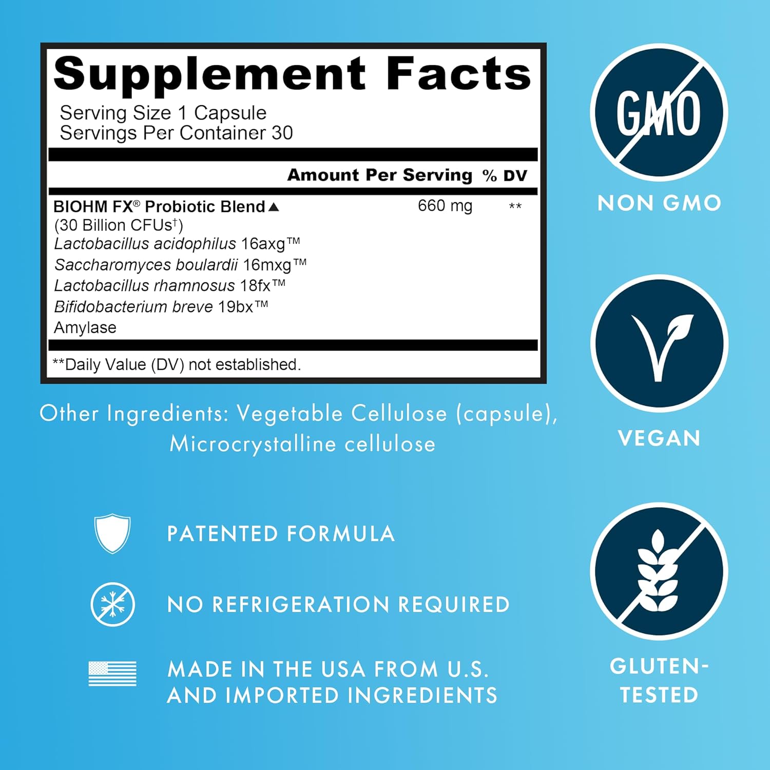 30 Billion CFU BIOHM Total Probiotic for Gut Health - Daily Probiotic with Good Bacteria and Fungi, 30 Day Supply