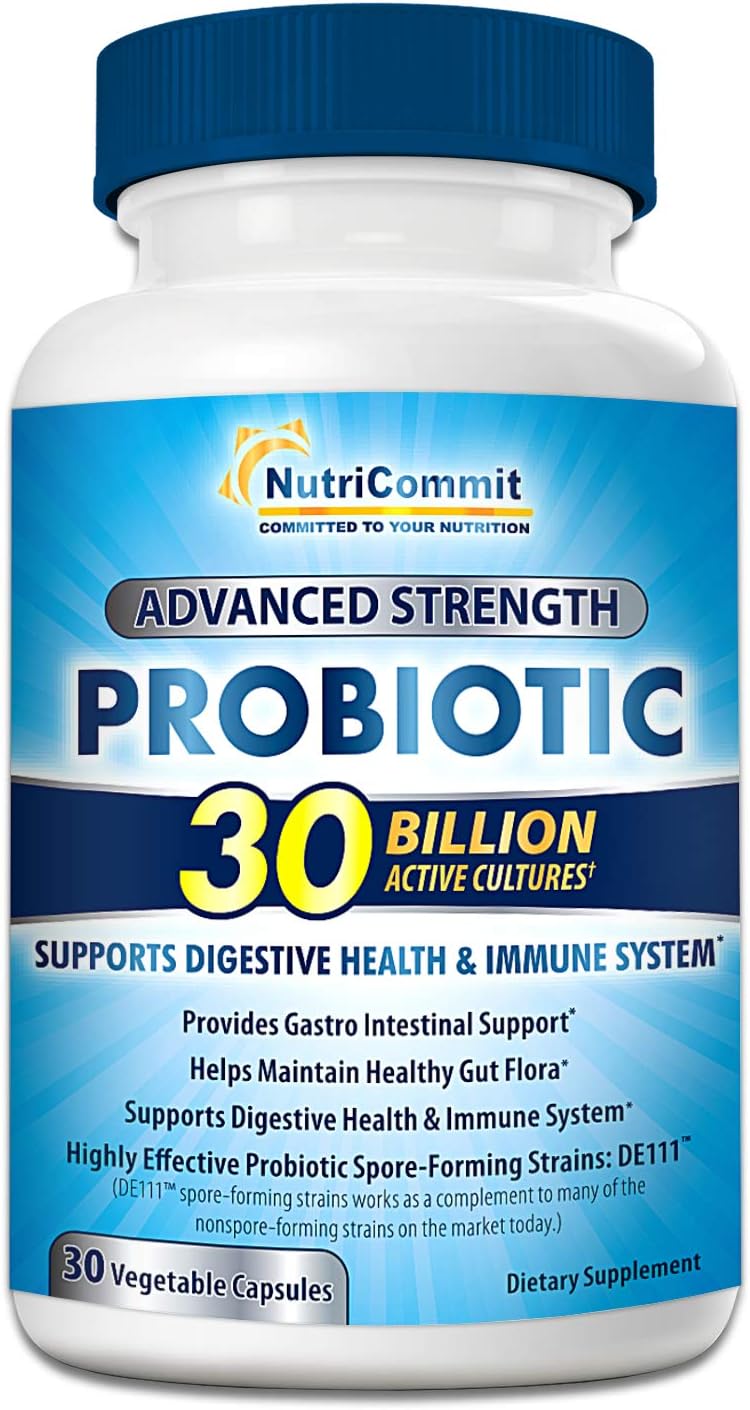 30 Billion Probiotic Veg Capsules for Digestive Health - Daily Probiotic Supplement for Men & Women - Boosts Immune System, Supports Stomach Health