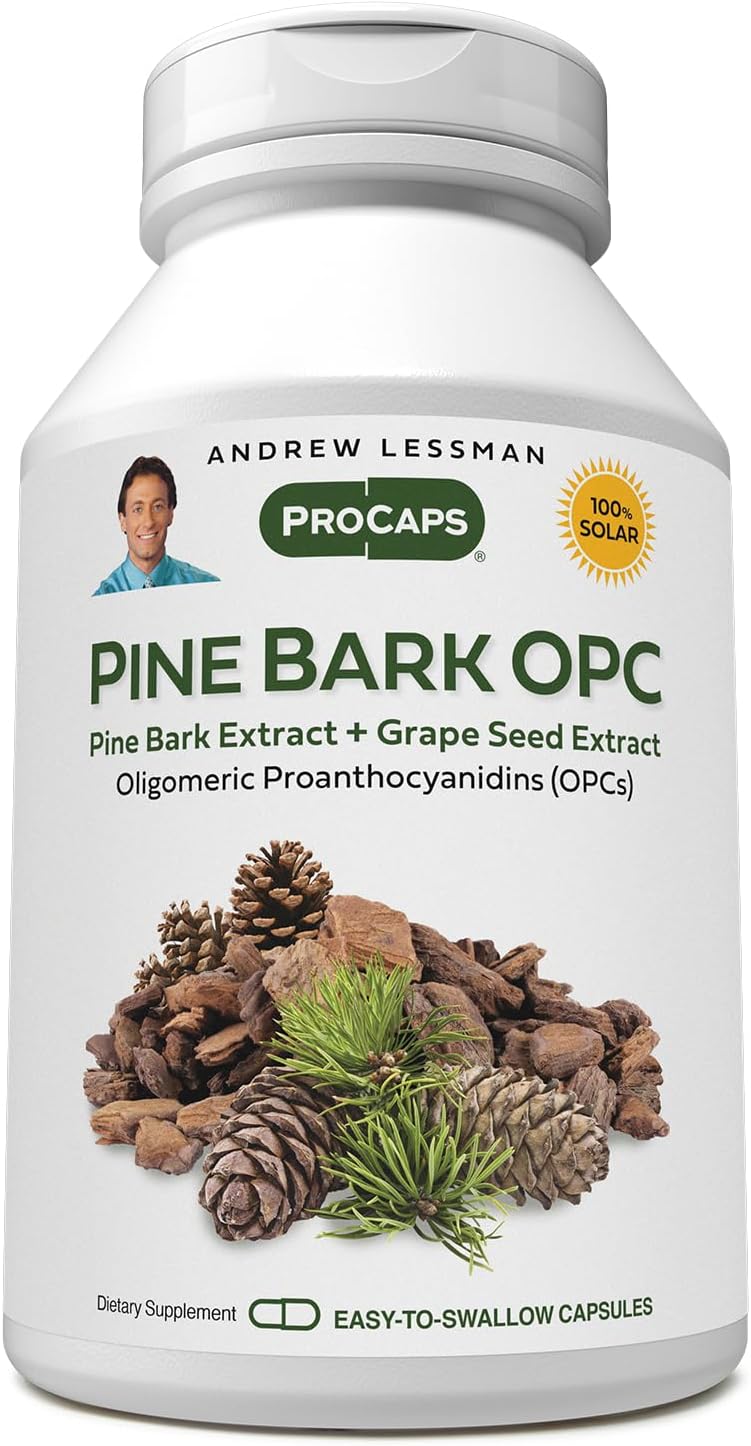 30 Capsules of Andrew Lessman Pine Bark OPC Anti-Oxidant Extracts - Supports Tissues and Organs, Neutralizes Free-Radicals, Proanthocyanidins, Additive-Free