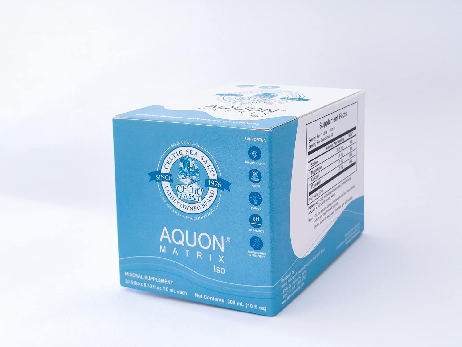 30 Count Celtic Sea Salt Aquon Vital Mineral Seawater Sticks - Natural Rehydration for Body Function