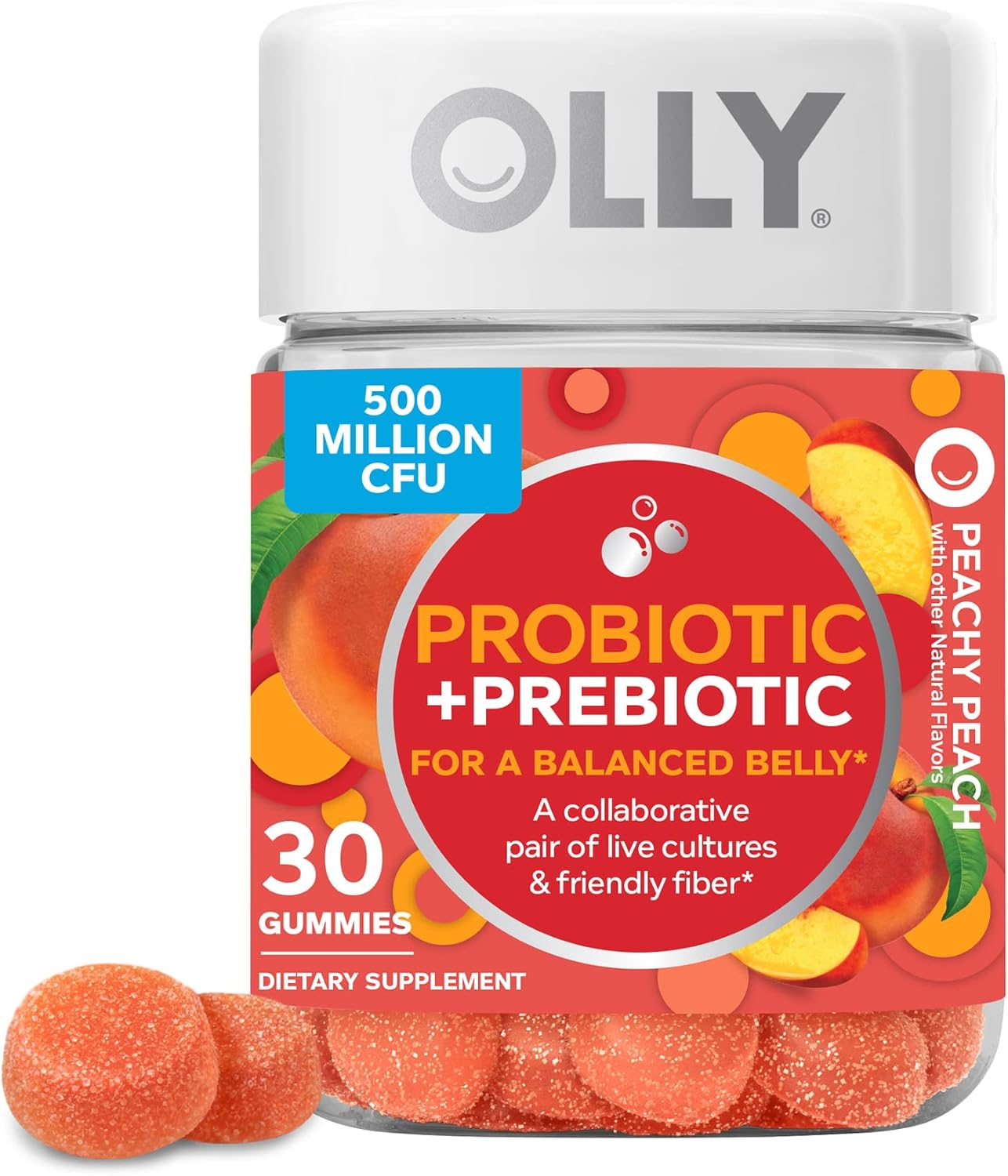 30 Count OLLY Apple Cider Vinegar Gummy Rings for Energy & Digestive Health + 60 Count Hello Happy Tropical Zing Gummy Worms for Mood Balance & Vitamin D Support