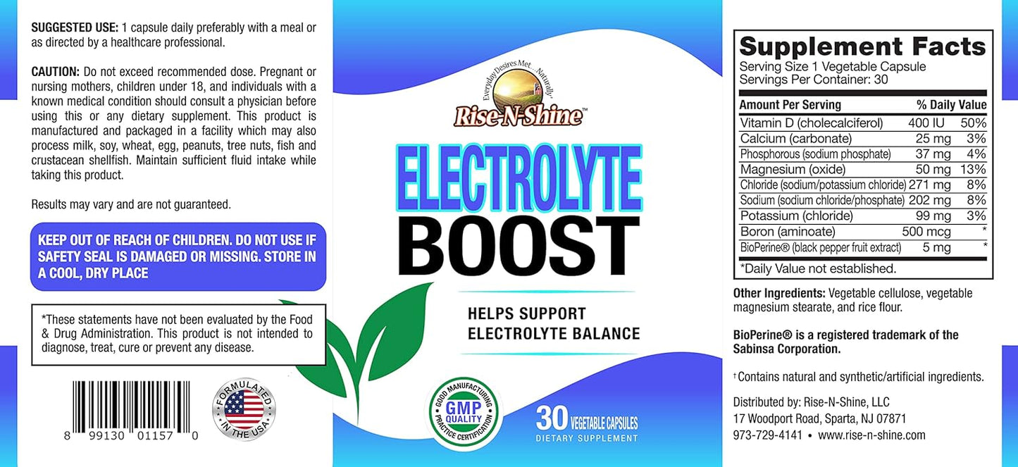 30 Count Rise-N-Shine Electrolyte Boost Supplement for Hydration and Energy Boost