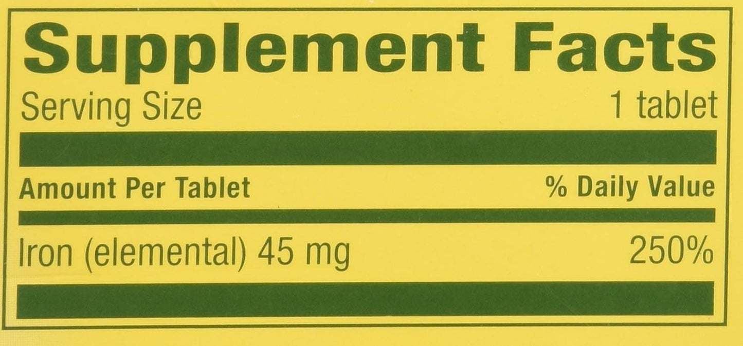30-Count Spring Valley Slow Release Iron Tablets for Gentle Iron Supplementation
