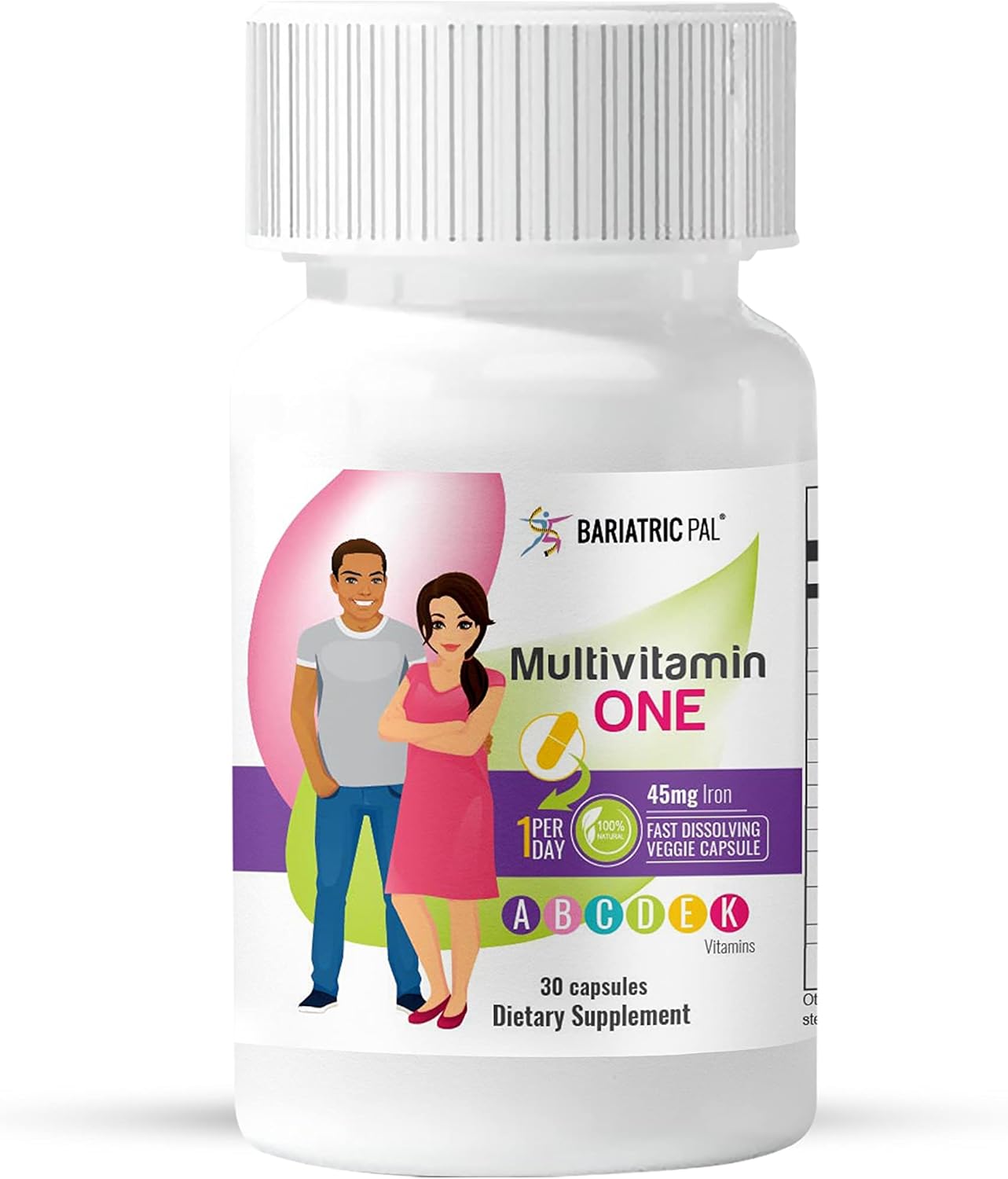 30-Day Bariatric Multivitamin Bundle with Iron Capsule, Calcium Citrate Soft Chews, and Probiotics - Wild Grape Flavor