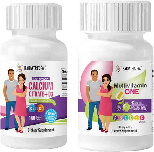 30-Day Bariatric Vitamin Bundle: Multivitamin with Iron, Calcium Citrate, and D3 - 1 Capsule per Day