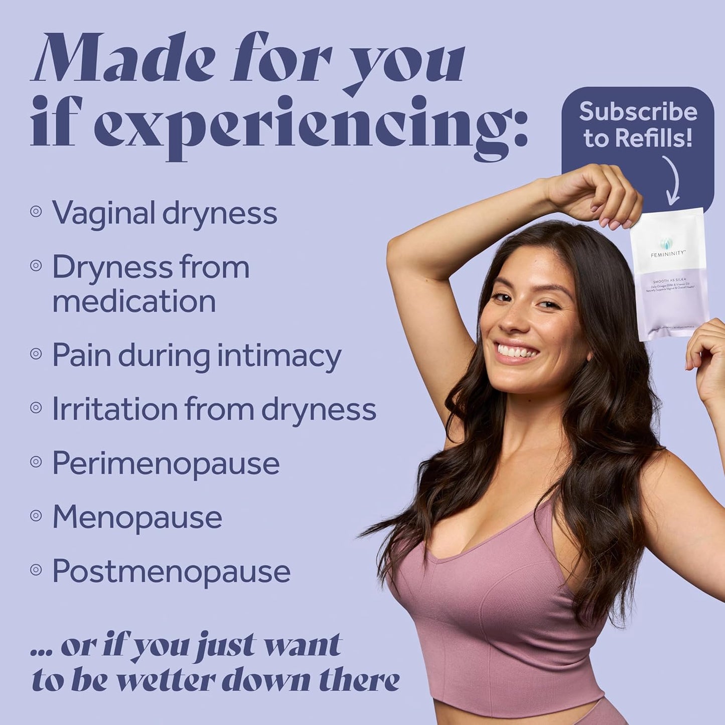 30-Day Starter Kit for Vaginal Dryness: Sea Buckthorn Oil, Vitamin D3, Plant-Based Omega-3 DHA - 60 Softgels & Refillable Glass Jar - Femininity Smooth as Silk