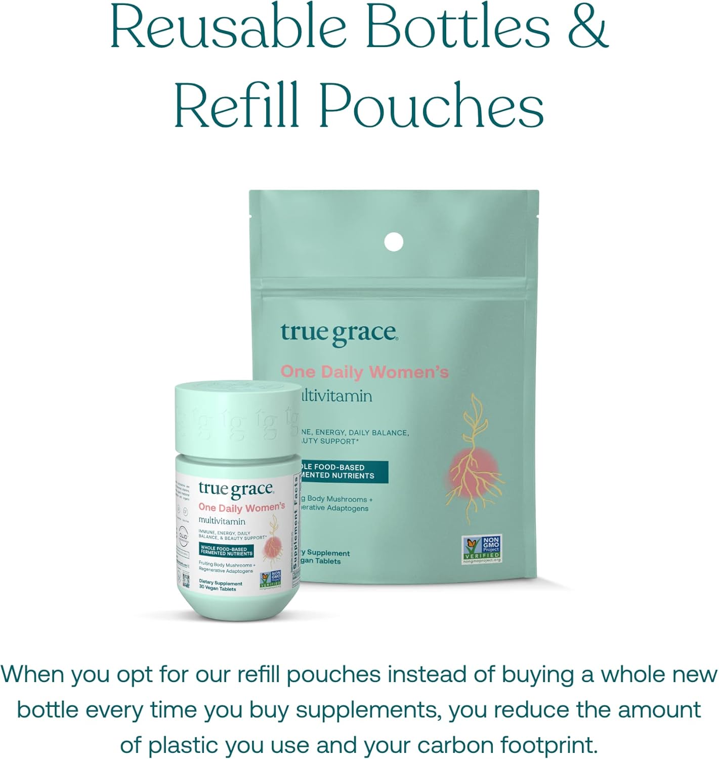 30-Day Supply of True Grace Women’s Multivitamin & Probiotic Bundle - Vegan, Gluten-Free, Soy-Free, Organic - 30 Tablets & Capsules Each