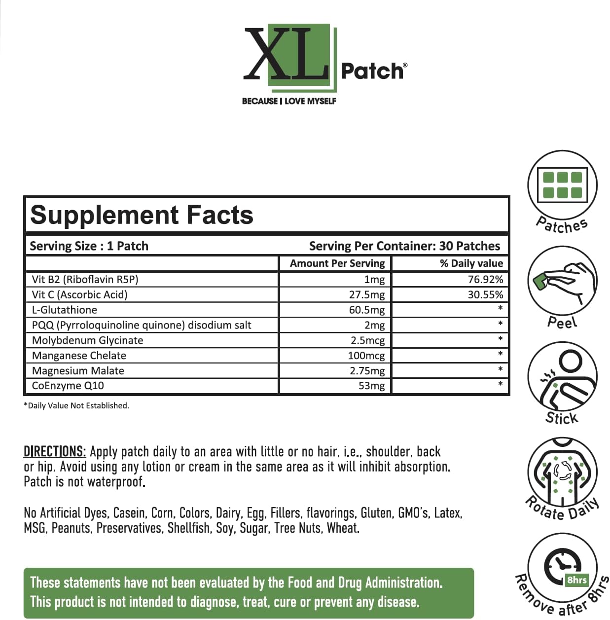 30-Day Supply of XLPATCH Glutathione Plus for Enhanced Antioxidant Support