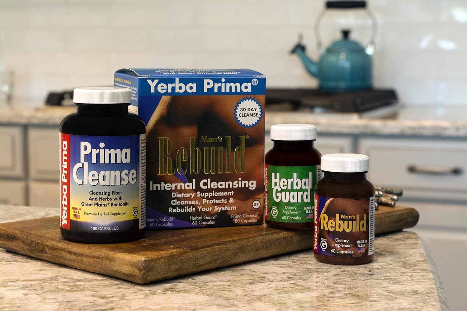 30-Day Yerba Prima Men's Rebuild Cleansing Program with Bentonite Clay & Psyllium for Gentle Whole Body Cleanse & Regularity