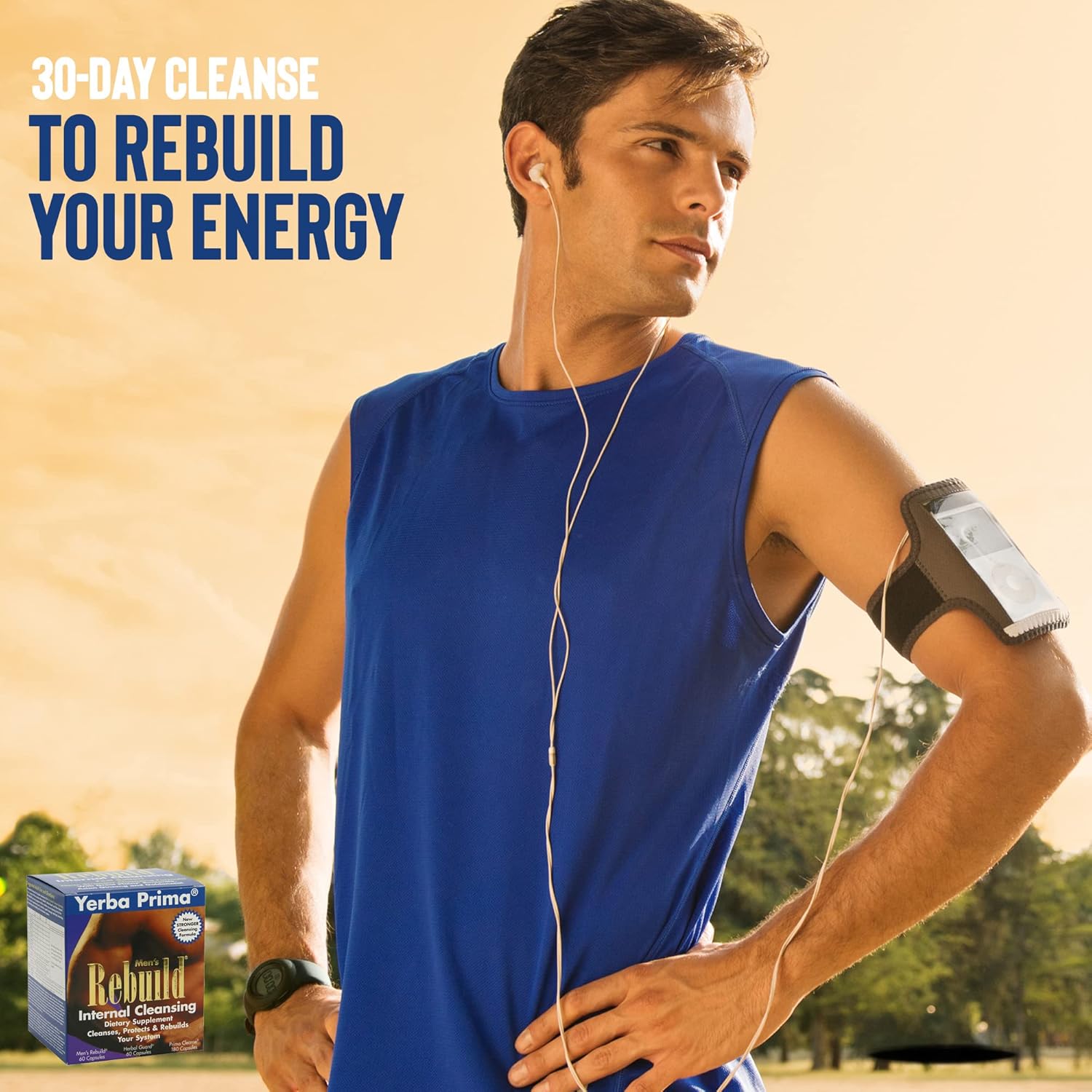30-Day Yerba Prima Men's Rebuild Cleansing Program with Bentonite Clay & Psyllium for Gentle Whole Body Cleanse & Regularity