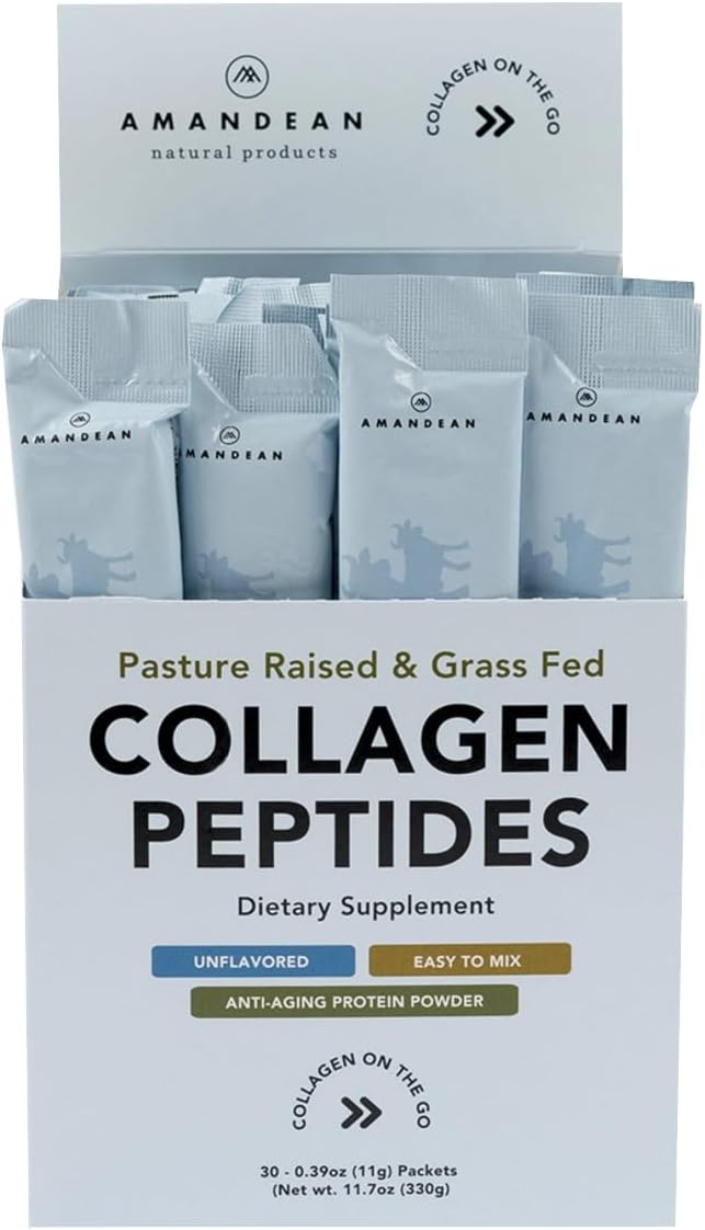 30 Grass-Fed Collagen Peptides Stick Packs for Healthy Gut, Skin, Hair, Nails | Easy Mix Travel-Friendly Protein Powder