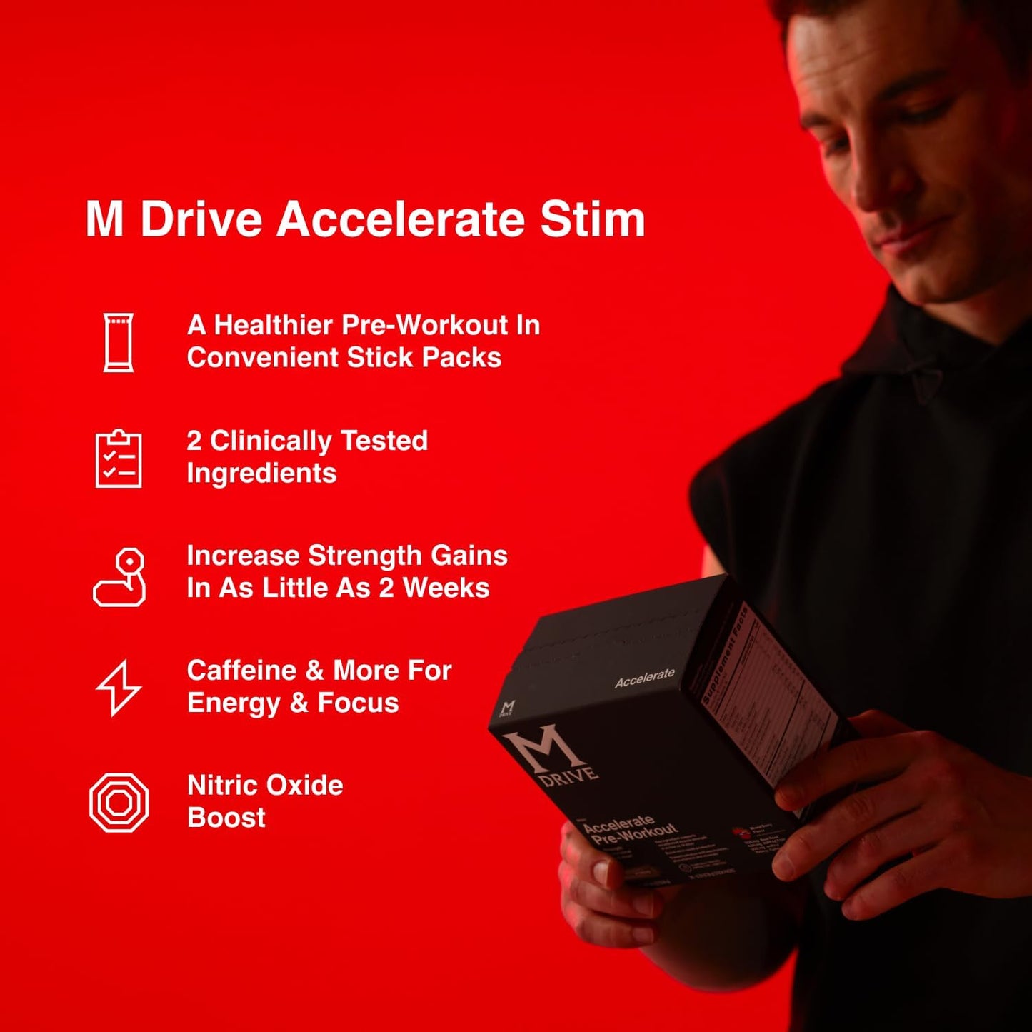 30 Individual Servings of Mdrive Accelerate Pre-Workout Powder in Mixed Berry Flavor