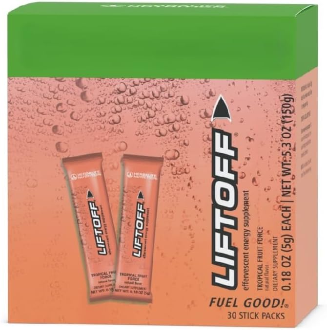 30 Packets of Tropical Fruit Flavored Herbal Life Liftoff Energy Supplement