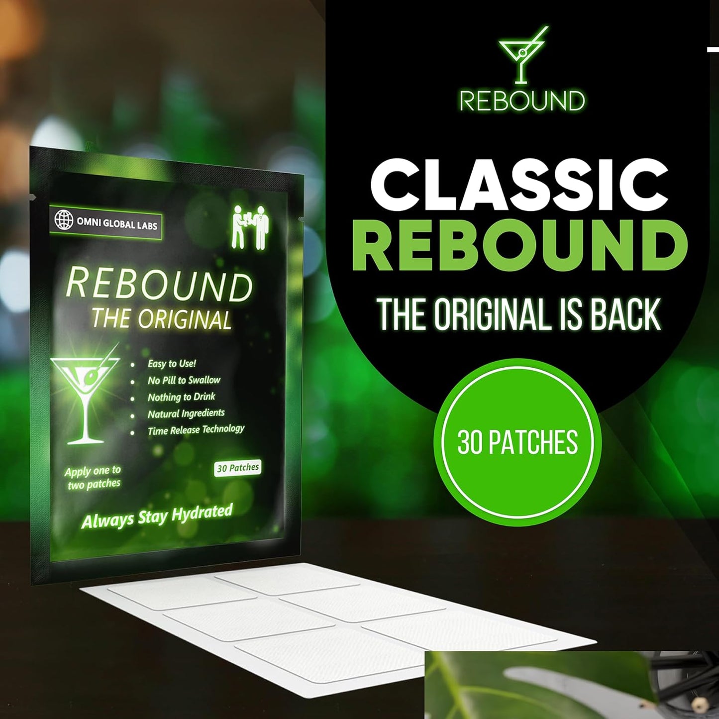 30 Rebound Classic Patch - Extended Release for a Balanced Nightlife - Natural Blend Formula