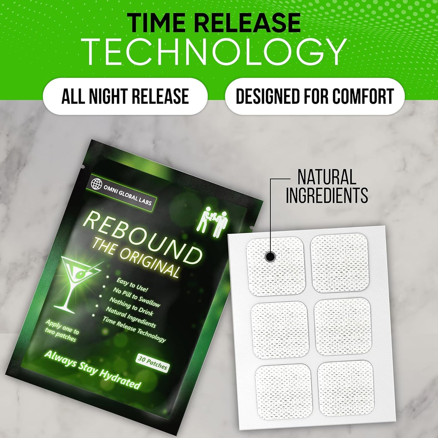 30 Rebound Classic Patch - Extended Release for a Balanced Nightlife - Natural Blend Formula