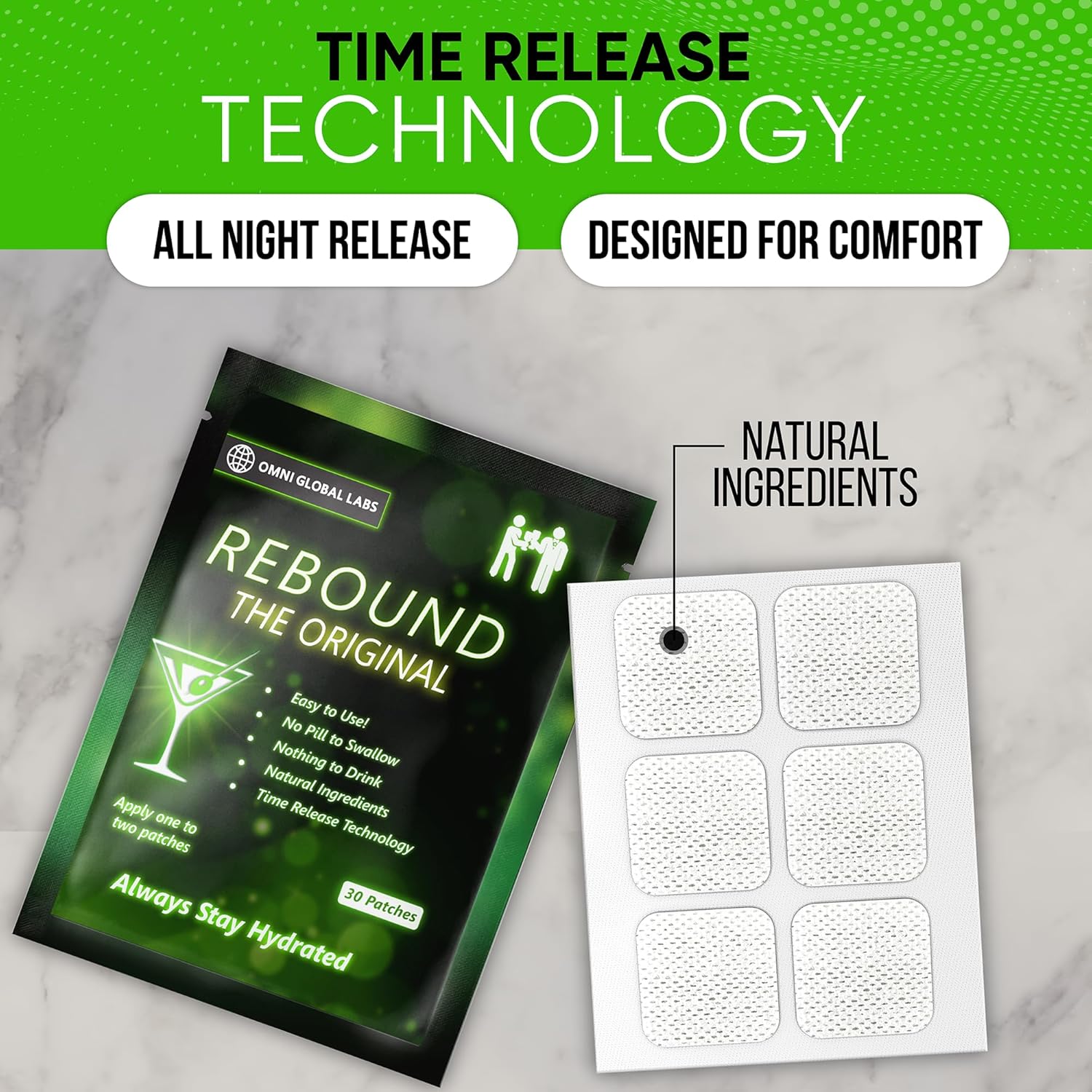 30 Rebound Classic Patch - Extended Release for a Balanced Nightlife - Natural Blend Formula