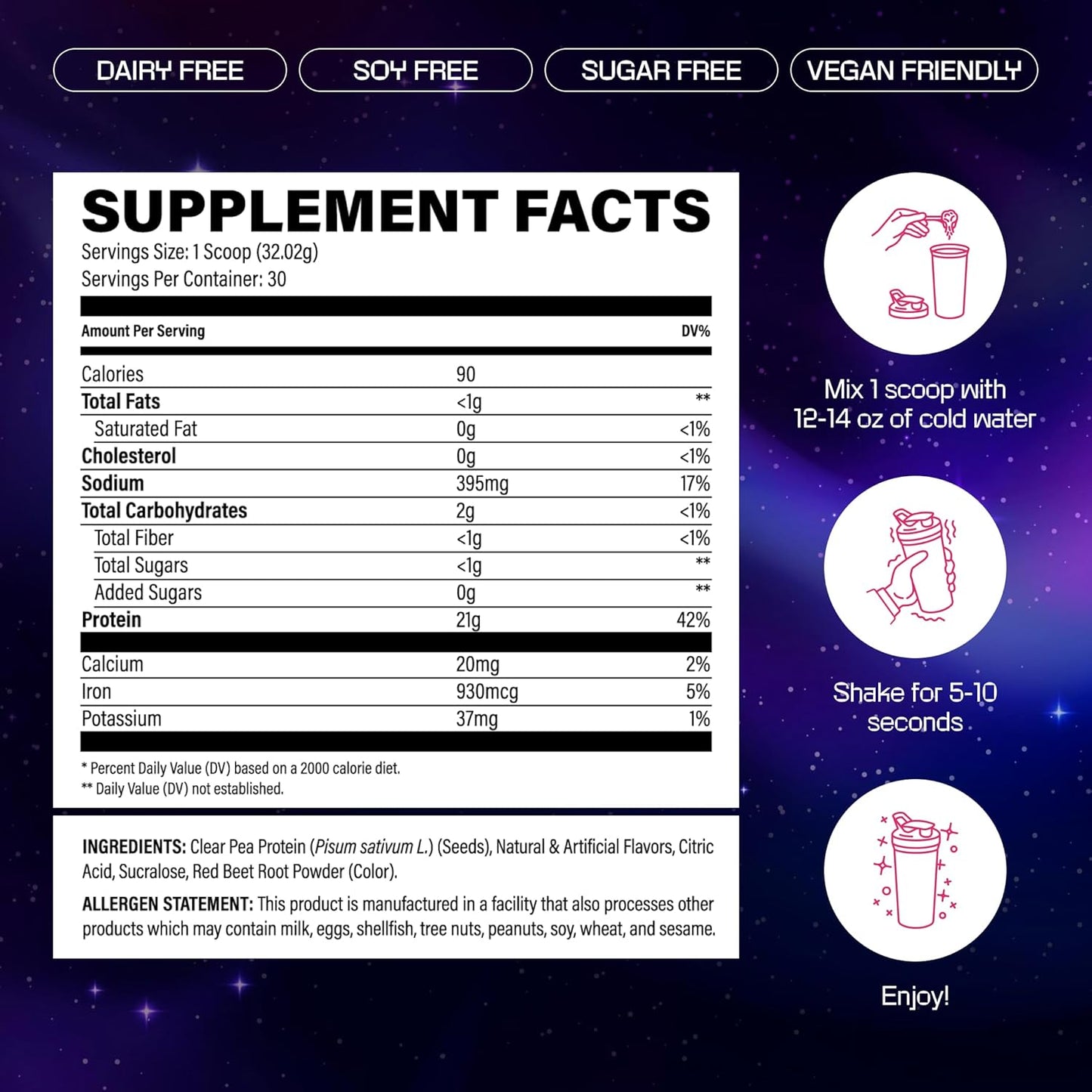 30 Servings of Outlier Plant-Based Clear Pea Protein Powder - Strawberry Flavored Protein Juice for Vegetarians & Vegans. Gluten, Sugar, Dairy, and Soy Free, Easy to Digest.