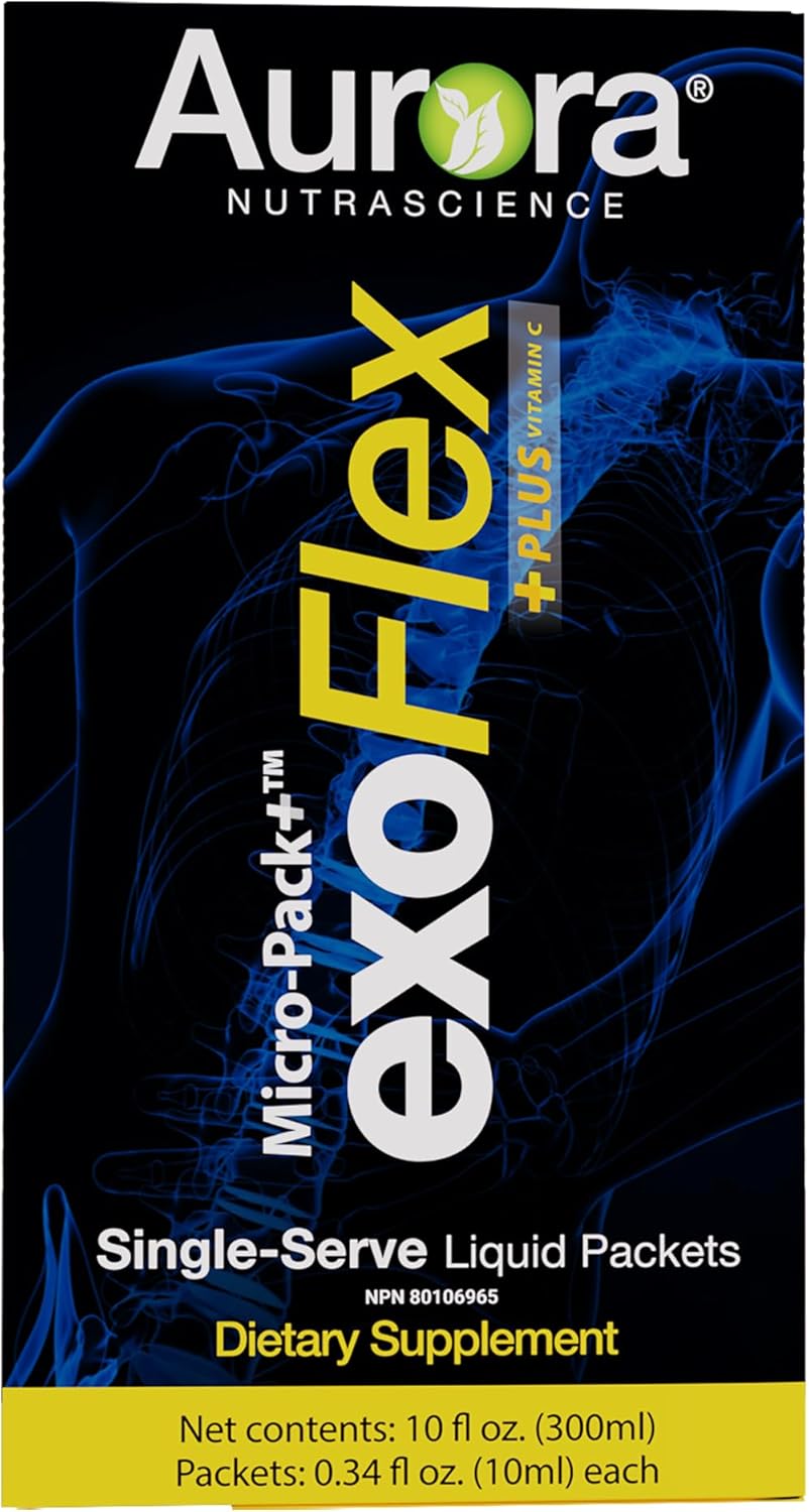 30 Single-Serve Packets of Liposomal exoFlex+ Vitamin C for Joint Support with Eggshell Membrane, Curcumin & Boswellia by Aurora Nutrascience