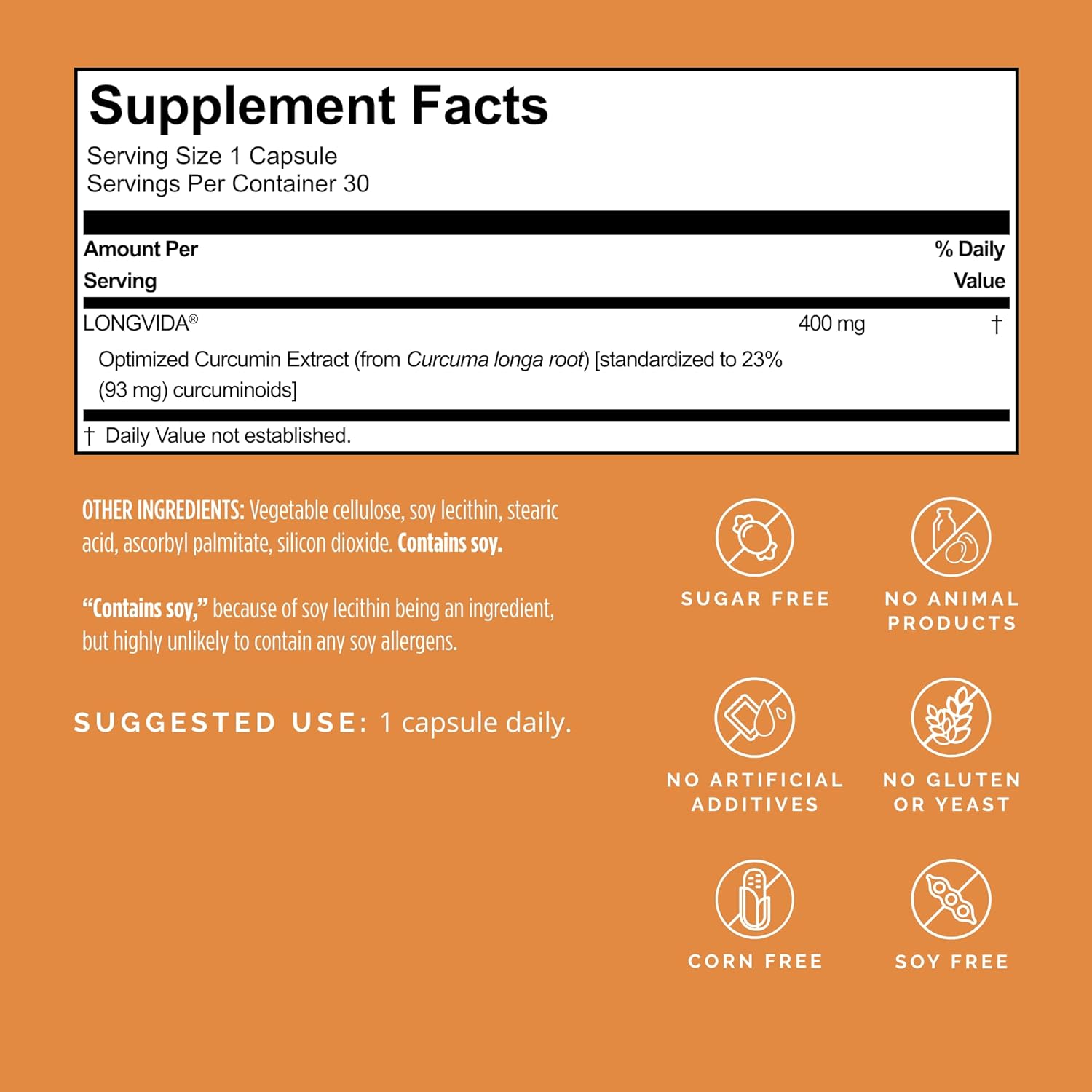 30 Vegan Capsules of BRAINMD Brain Curcumins with Longvida Curcumin - Gluten Free and 30 Servings