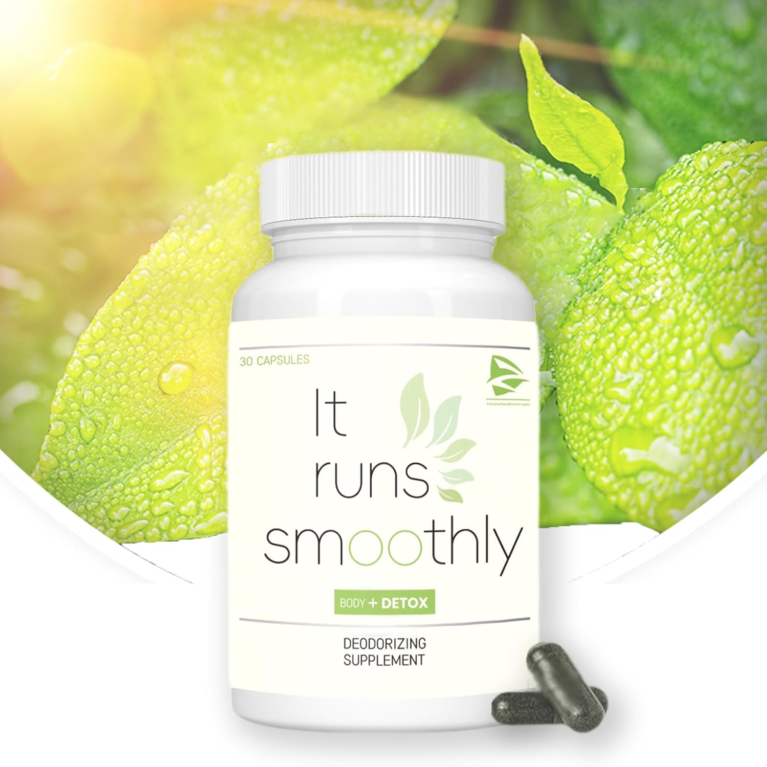 30 Vegan Chlorophyll Capsules for Body Deodorizing and Freshness, Internal Deodorant Supplement for Gut Health and Digestion Support