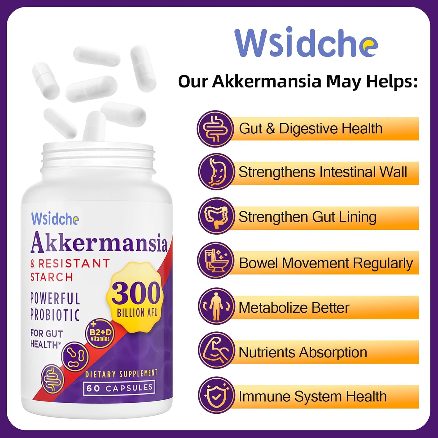 300 Billion AFU Akkermansia Muciniphila Probiotic Supplement for Men & Women - Supports Gut, Digestive, and Immune Health - 240 Capsules