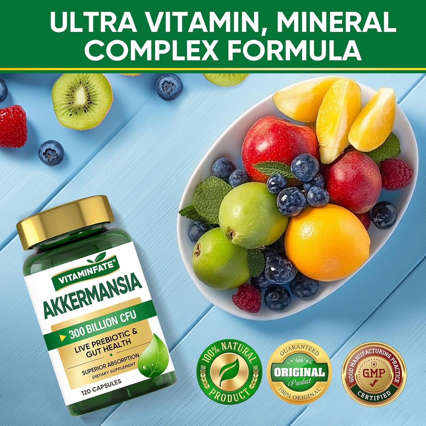 300 Billion AFU Akkermansia Muciniphila Probiotic Capsules - Supports GLP-1 Production, Digestive & Immune Health