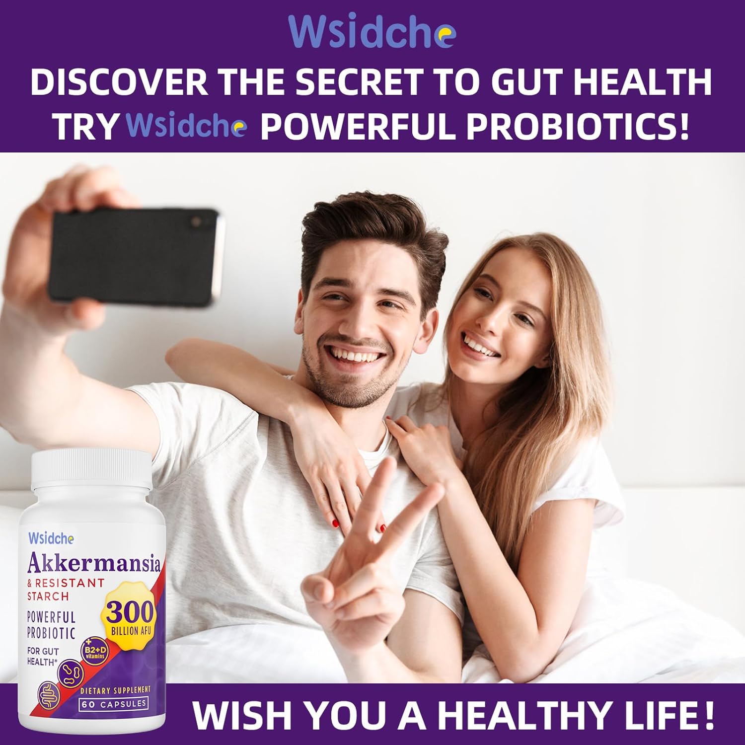 300 Billion AFU Akkermansia Muciniphila Probiotic Supplement for Men & Women - Supports Gut, Digestive, and Immune Health - 240 Capsules