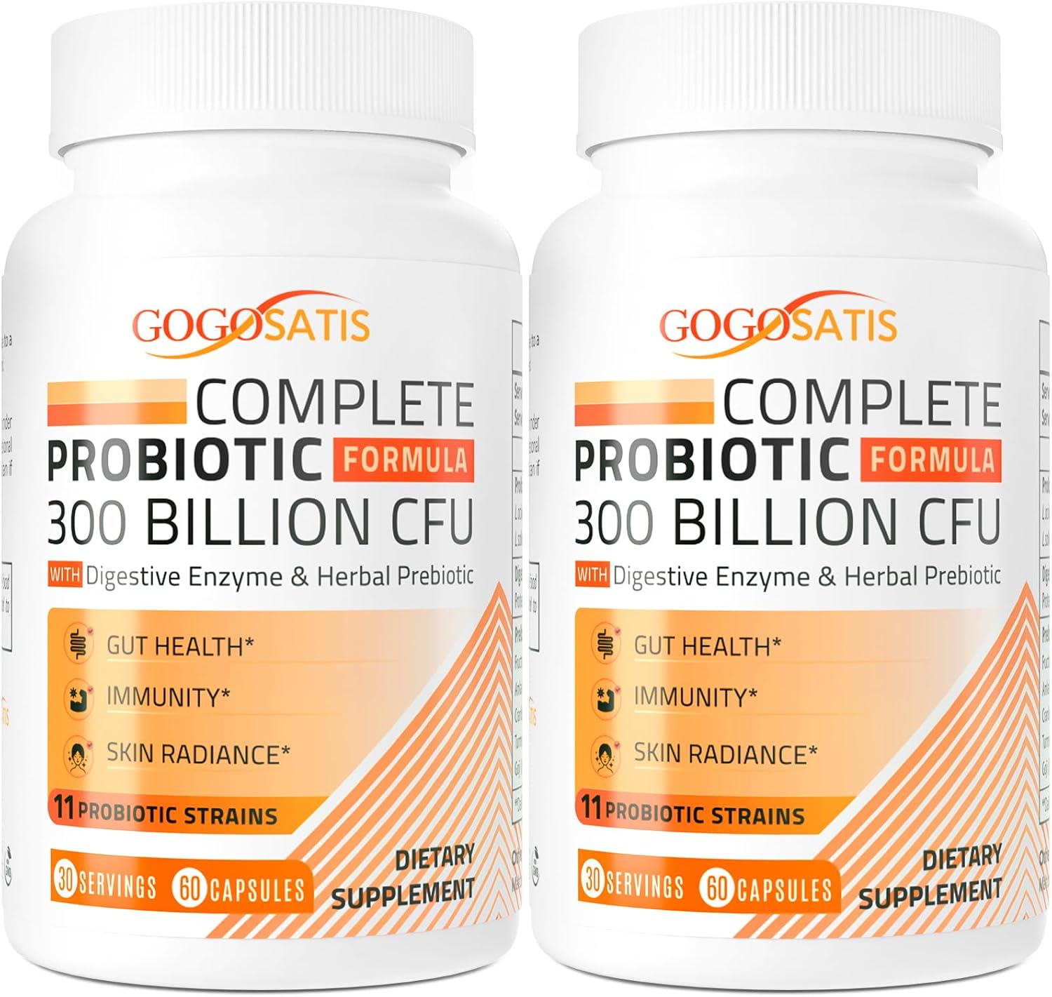 300 Billion CFU Probiotic Capsules for Digestive Health - 11 Strains + Herbal Enzymes - Women & Men - Immune & Gut Support - 120 Capsules