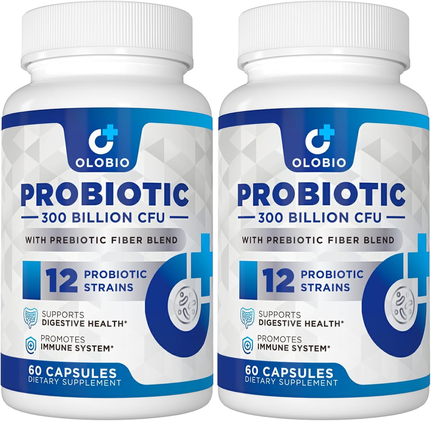 300 Billion CFU Probiotic with 12 Strains, 3 Prebiotics, Digestive & Immune Support, Vegan, 120 Capsules