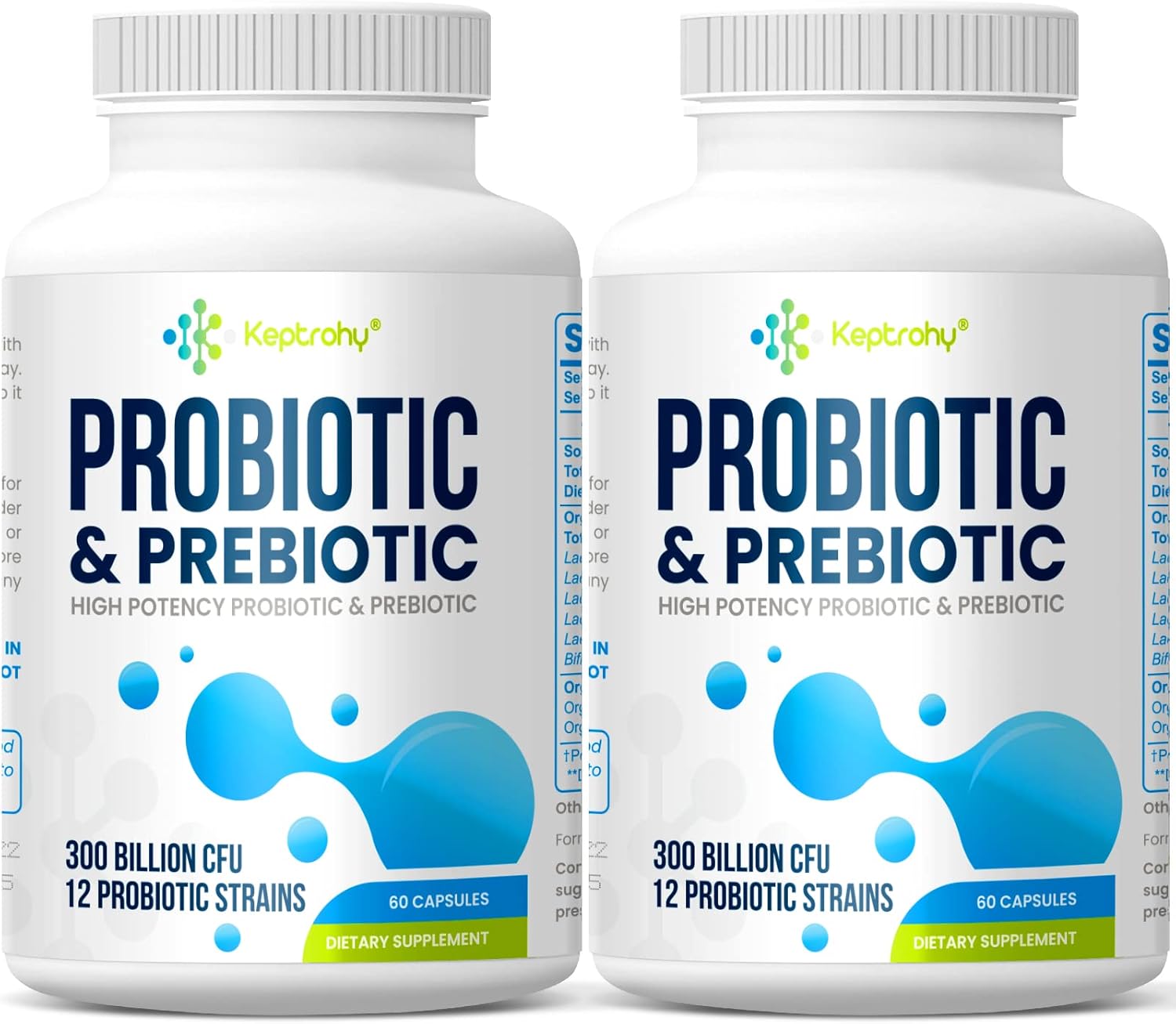 300 Billion CFU Probiotics + Prebiotics for Gut & Immune Health - 120 Capsules