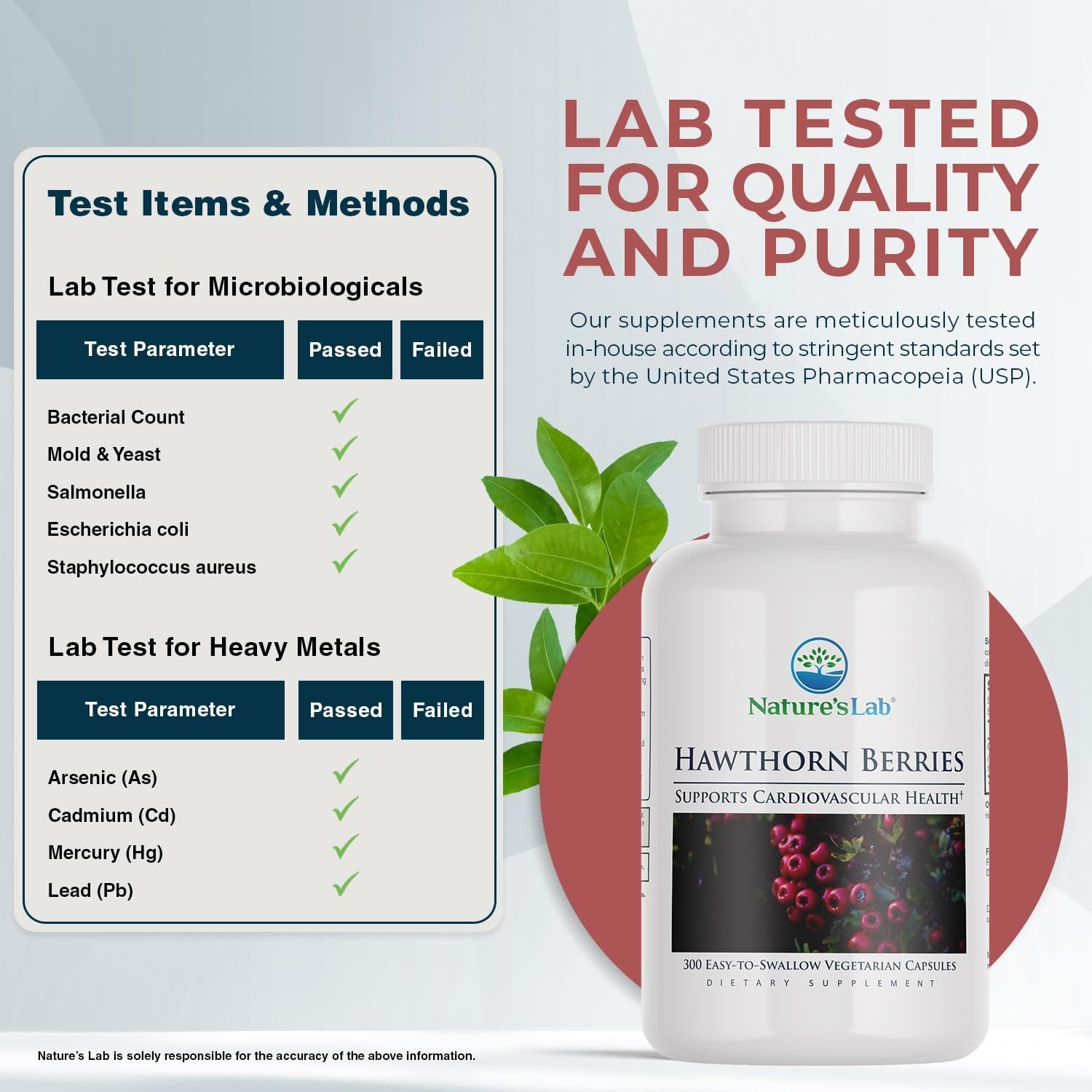 300 Capsules of Nature's Lab Hawthorn Berries: Heart Health Support and Antioxidant Boost