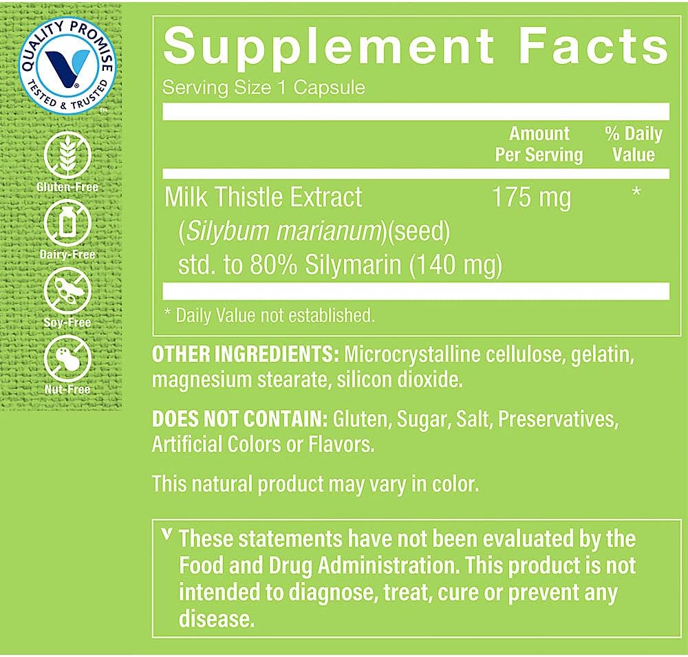 300 Capsules of The Vitamin Shoppe Milk Thistle Extract - 175 MG