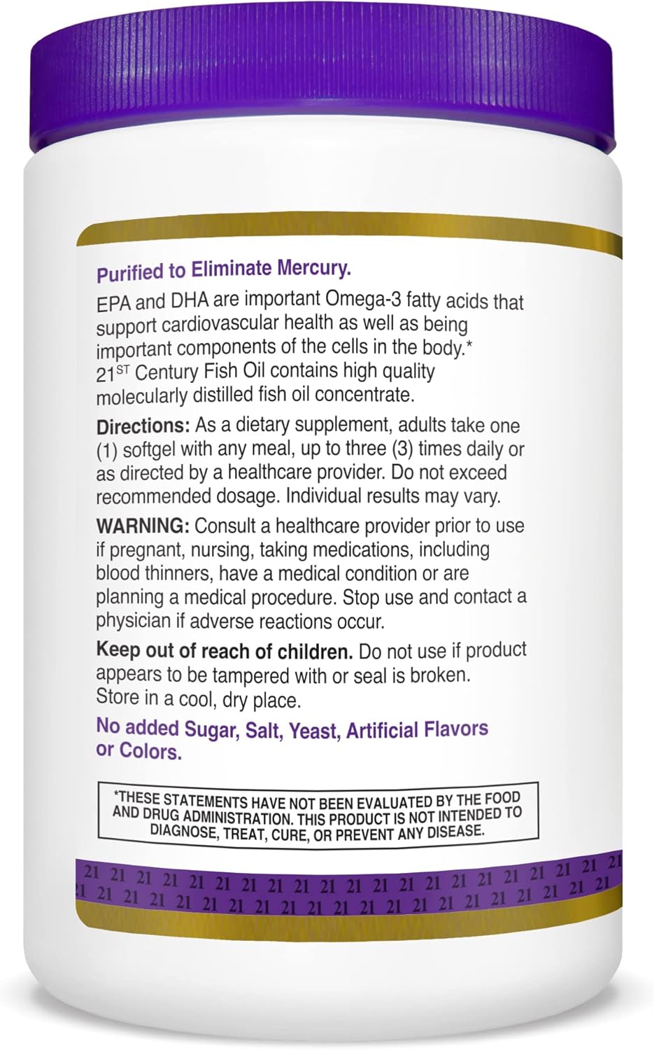 300 Count 21st Century Fish Oil Softgels with 1000 mg Omega-3 Fatty Acids