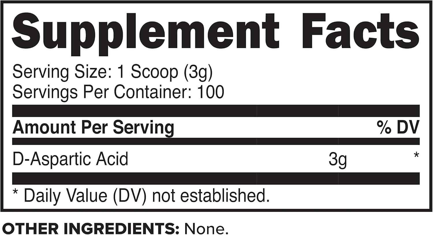 300 Grams Primaforce D-Aspartic Acid Powder - 100 Servings, Unflavored, Vegetarian, Non-GMO Supplement