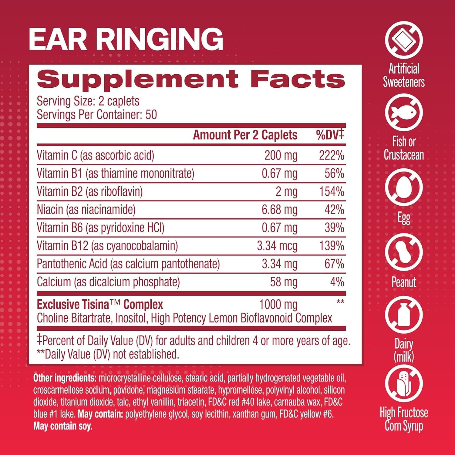 300 LIPO-FLAVONOID Plus Caplets - Pack of 3, 100 ea for Ear Health and Tinnitus Relief