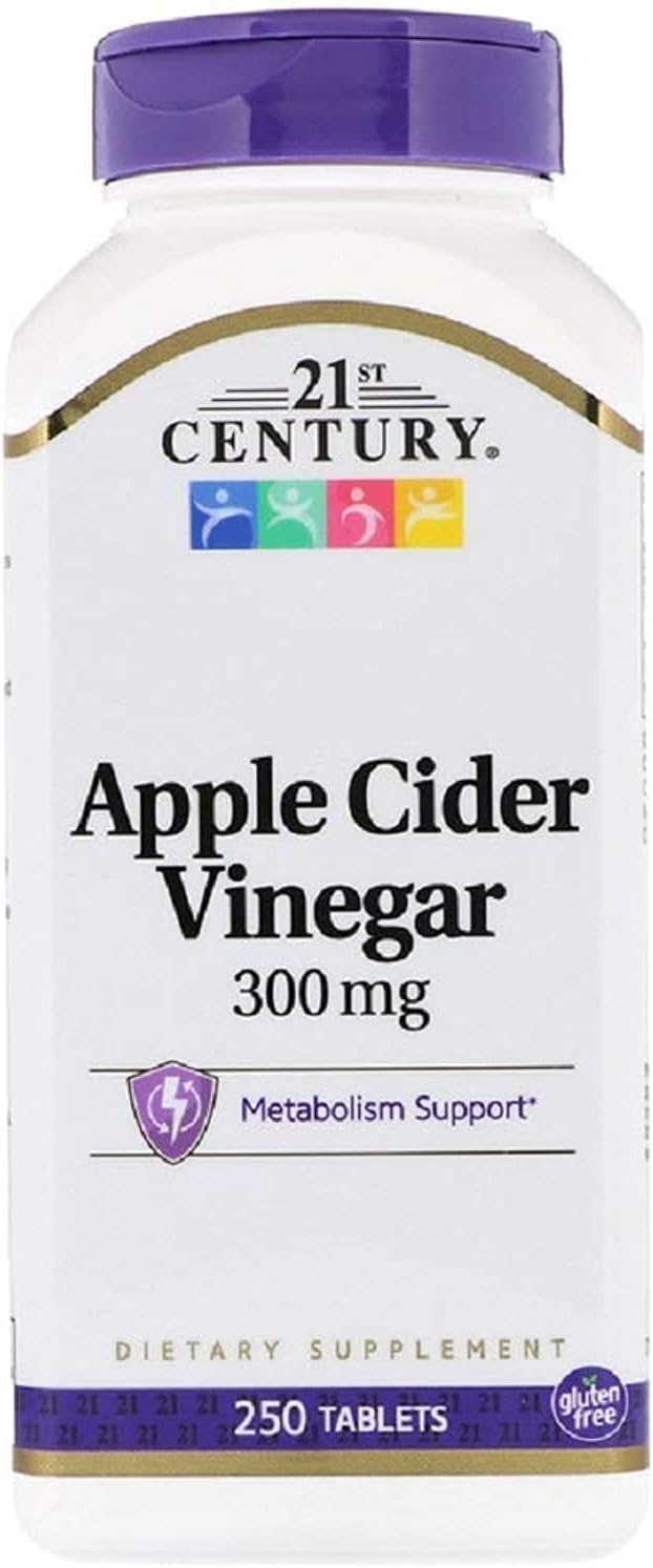 300 mg Apple Cider Vinegar Tablets for 21st Century Wellness - 250 Count