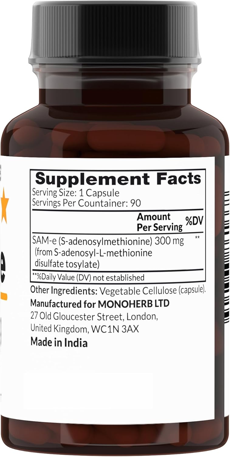 300 mg MONOHERB Sam-e (S-Adenosyl-L-Methionine) - 90 Vegetarian Capsules