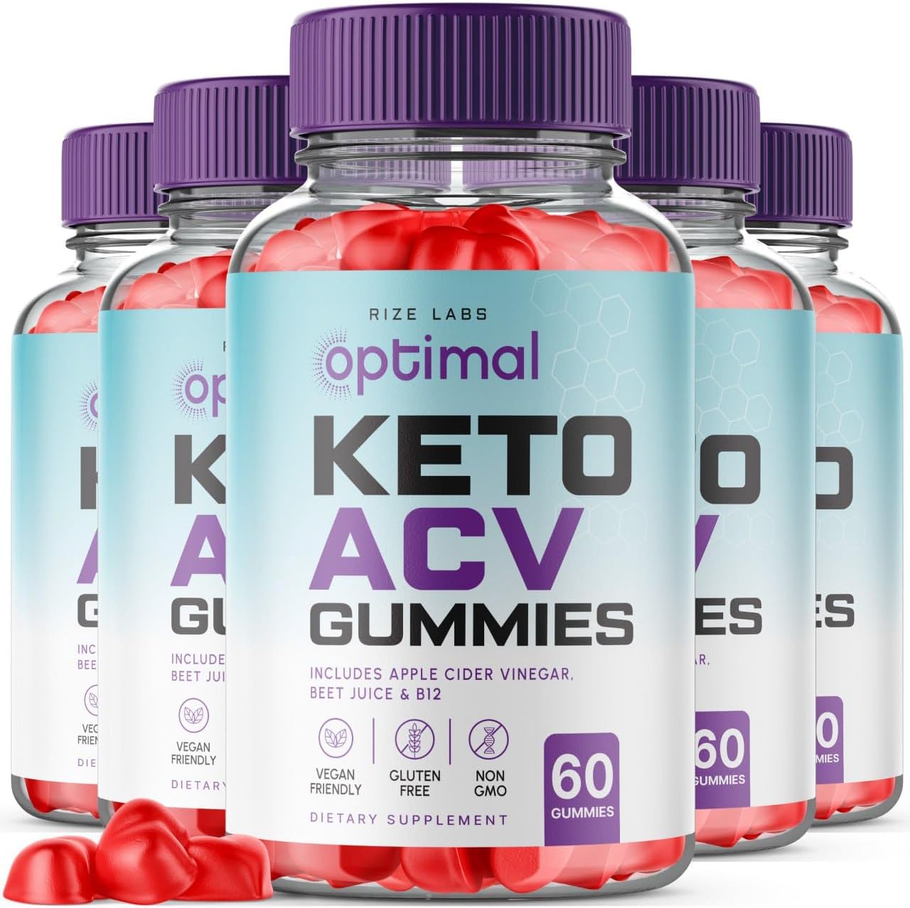 300 Optimal Keto ACV Gummies with Apple Cider Vinegar for Advanced Weight Loss - Gluten Free, Non-GMO, Reduces Belly Fat