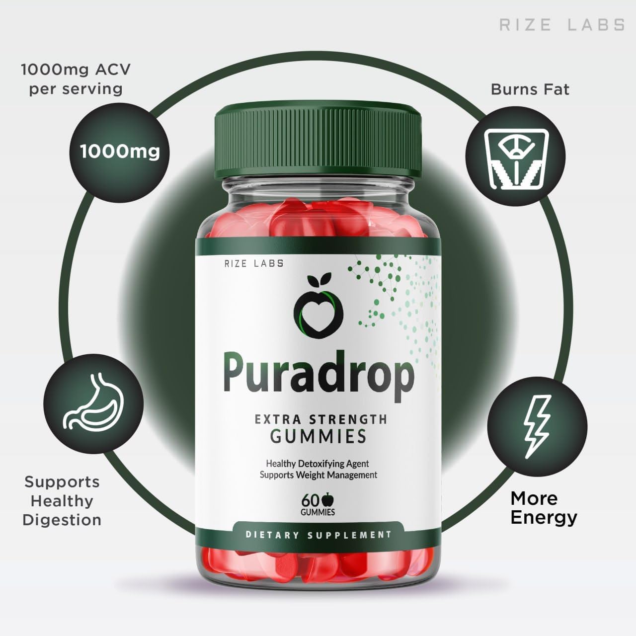 300 Puradrop Keto ACV Gummies for Advanced Weight Loss with Apple Cider Vinegar - Extra Strength Supplement to Reduce Belly Fat by rize labs