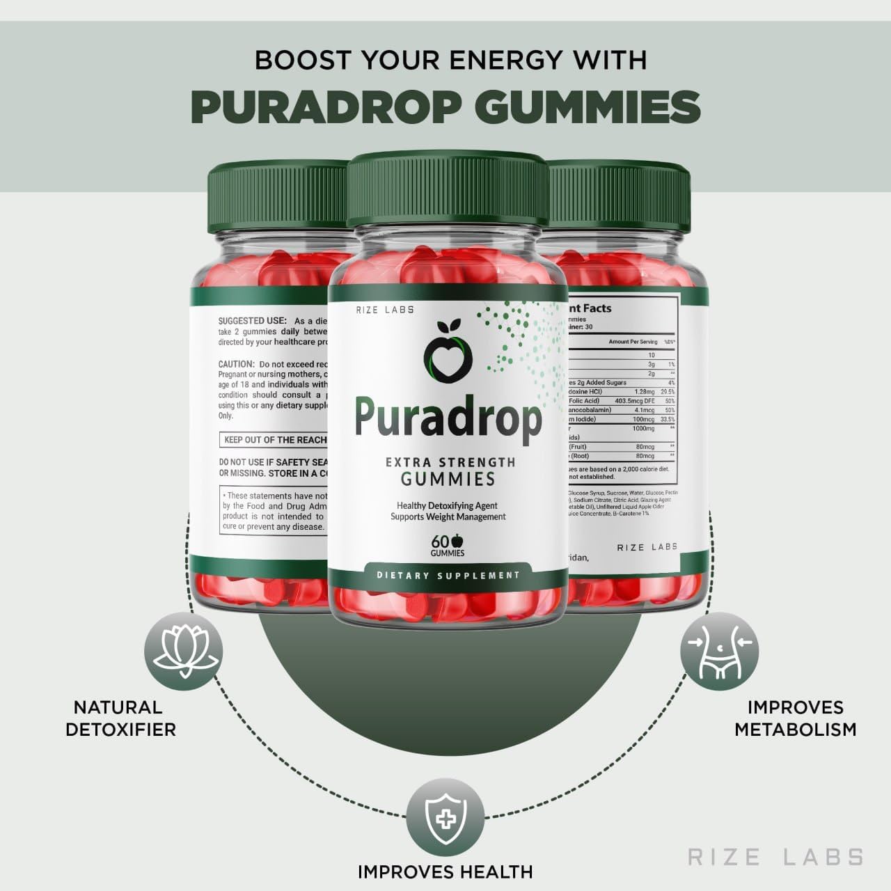 300 Puradrop Keto ACV Gummies for Advanced Weight Loss with Apple Cider Vinegar - Extra Strength Supplement to Reduce Belly Fat by rize labs