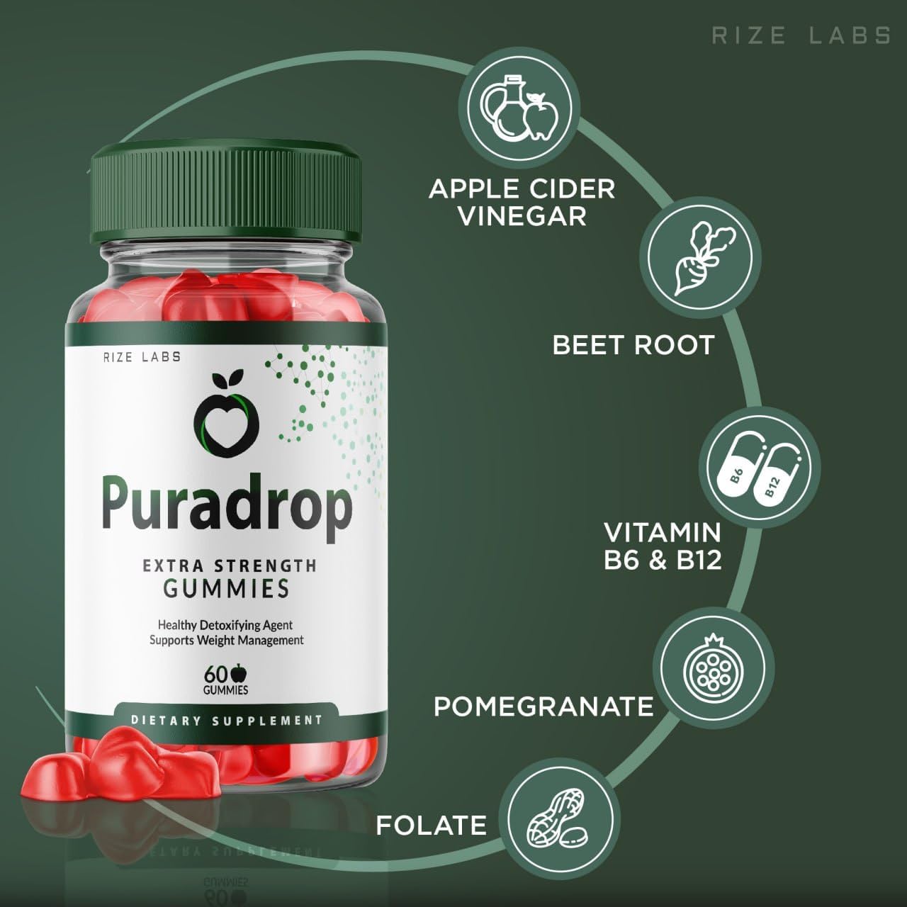 300 Puradrop Keto ACV Gummies for Advanced Weight Loss with Apple Cider Vinegar - Extra Strength Supplement to Reduce Belly Fat by rize labs