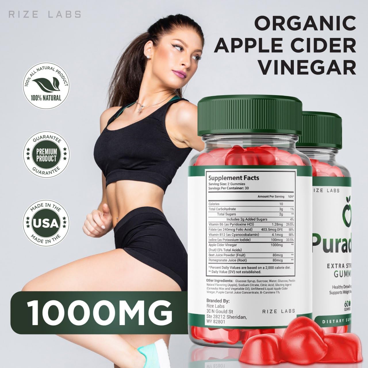 300 Puradrop Keto ACV Gummies for Advanced Weight Loss with Apple Cider Vinegar - Extra Strength Supplement to Reduce Belly Fat by rize labs