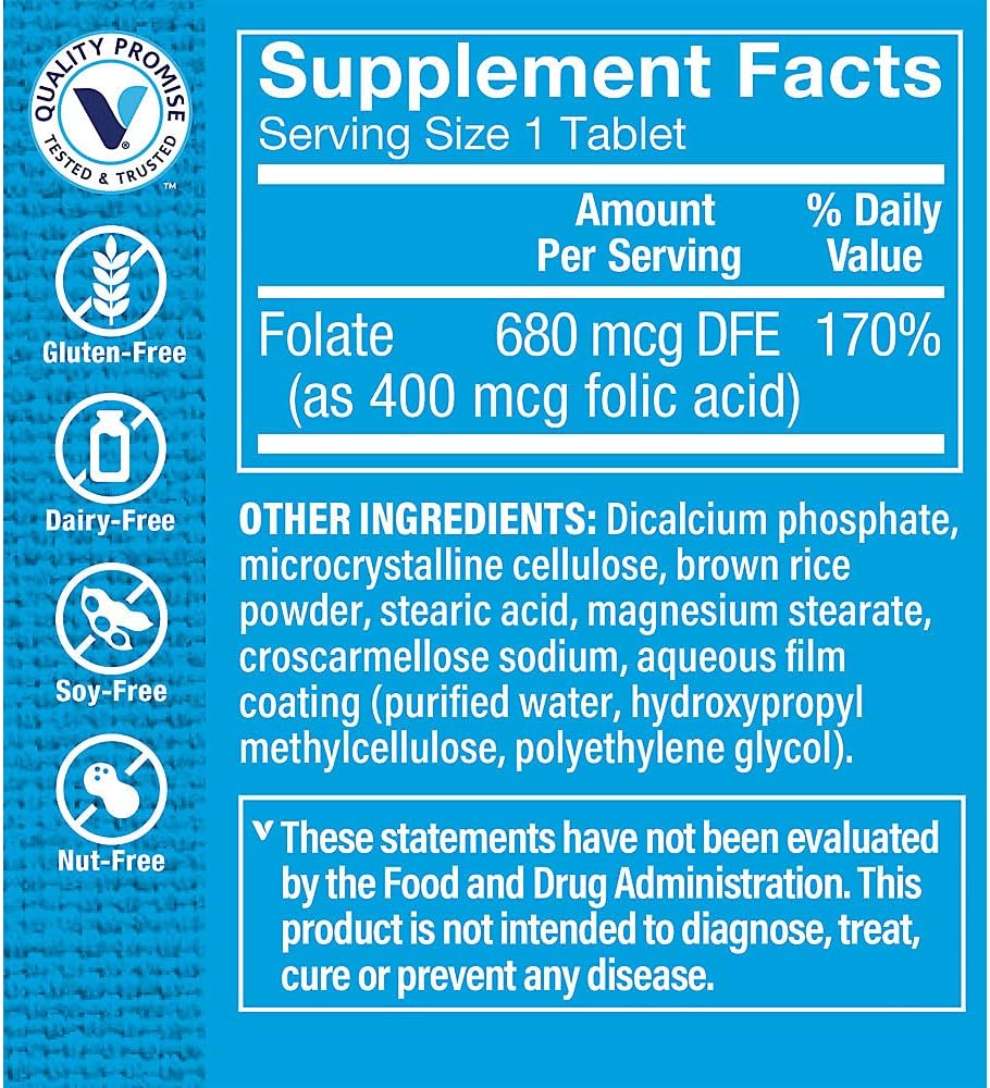 300 Tablets of The Vitamin Shoppe Folic Acid 400MCG for Prenatal & Fetal Development