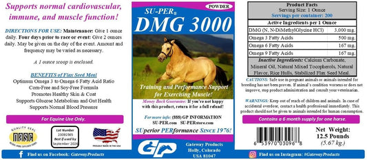 3000 Horse Supplement Powder for Training & Performance - Supports Cardiovascular, Immune & Muscle Function - 12.5lbs, 6 Month Supply