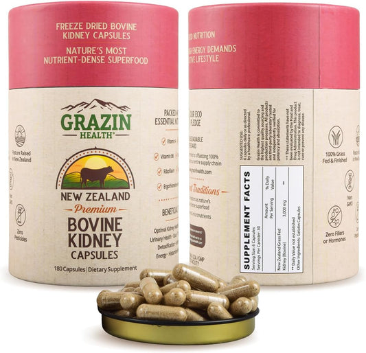 3000 Mg Grass Fed Bovine Kidney Capsules - 30 Servings